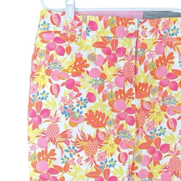 TALBOTS Perfect Crop Pants Size 10 Stretch Slim Leg Multicolor Fruit Flowers NWT - Picture 14 of 15